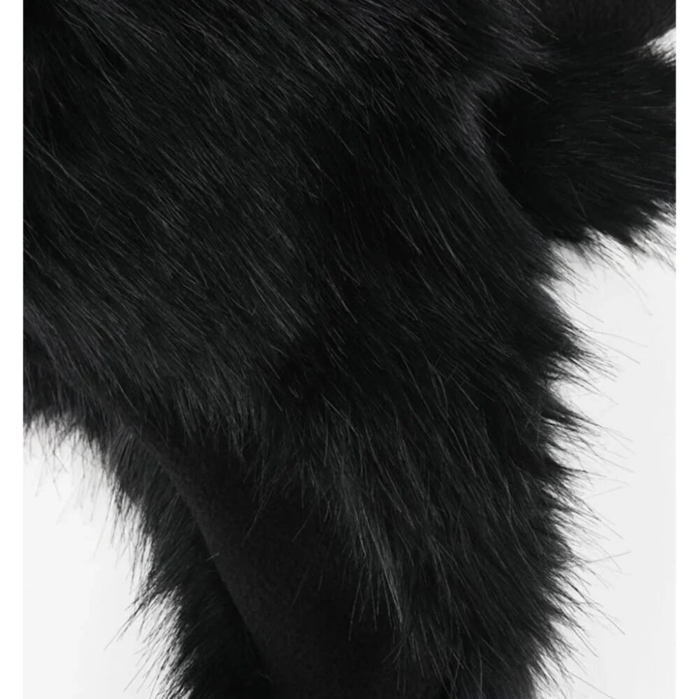 Men coffee Furry Buffalo Horn Winter Hat – Unisex Faux Fur Earflap Trooper Cap